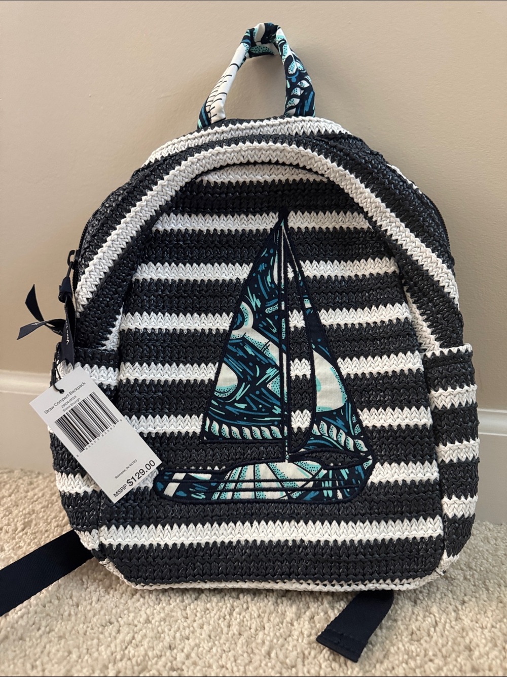 Vera Bradley Shore Enough straw tote and straw compact backpack- NWT
